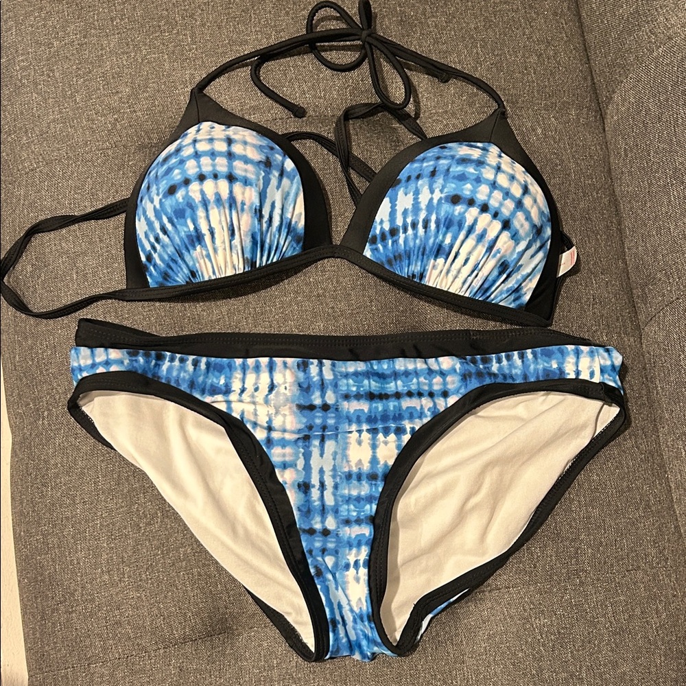 No Boundaries Blue and Black Bikini Set